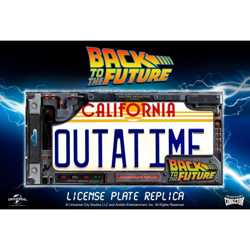 Targa in metallo "Outatime California" dal fim "Ritorno al futuro"