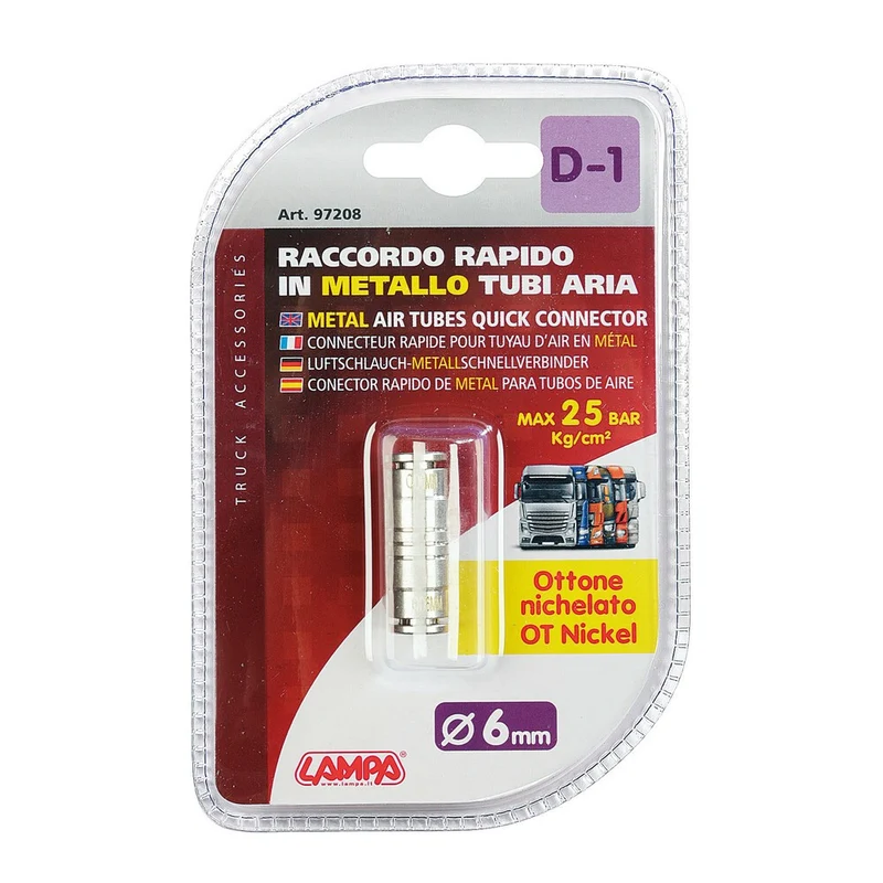 Raccordo Aria in Metallo Lampa D1 per tubi da 6mm