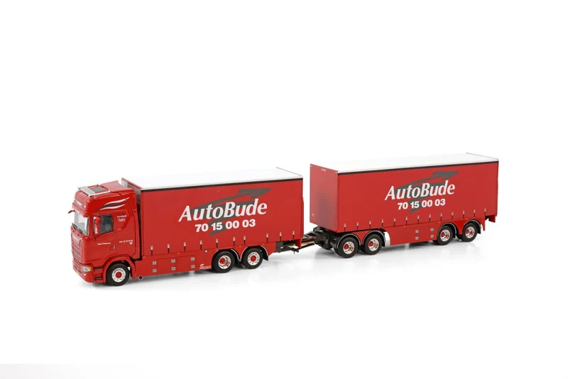 Scania S Highline CS20H 6X2 Tag Axle Riged Truck Drawbar Curtainside Combi 7 axle "Autobude" 1:50