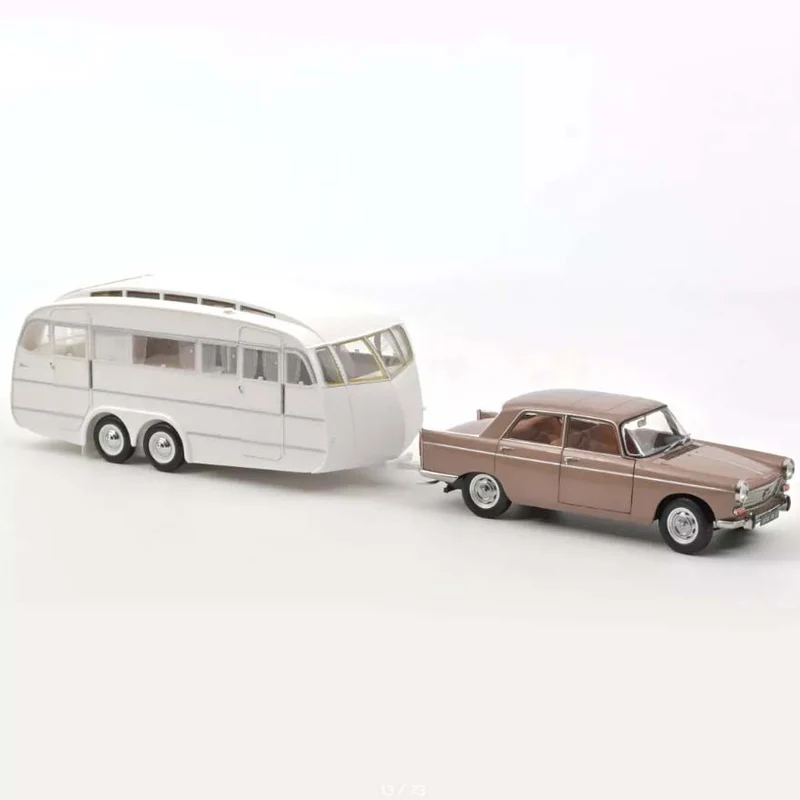 Peugeot 404 1965 Brun métallisé with Caravan Hénon 1:18