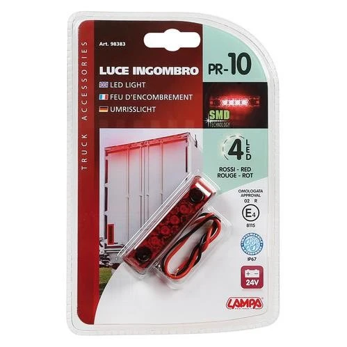 Luce Ingombro PR-10 a 4 Led 24V Rosso