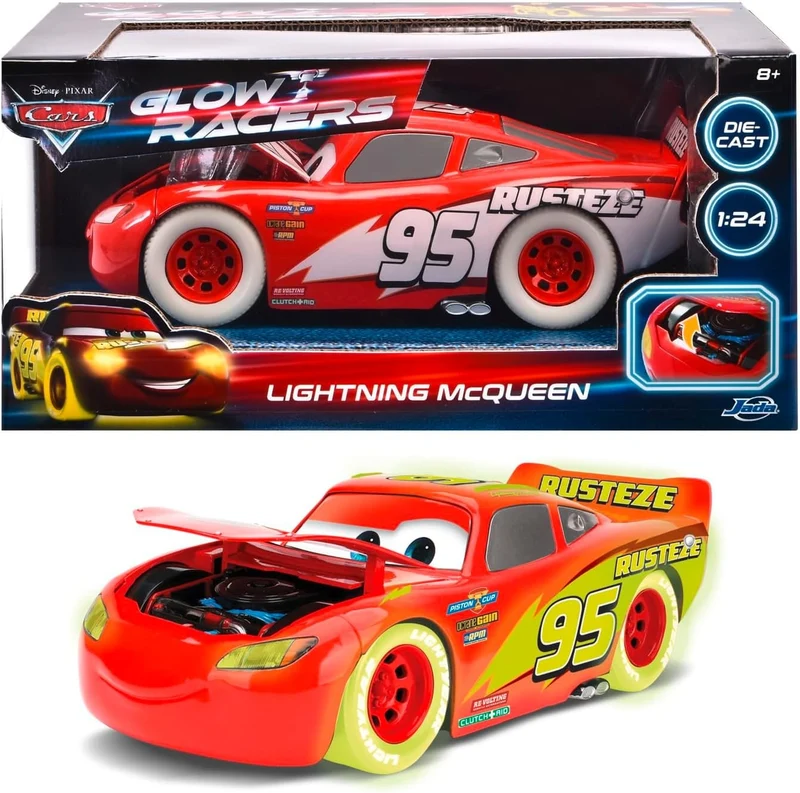 Lightning McQueen Pixar Glow Racers "Cars" Fluorescente 1:24