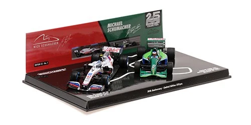 Jordan-Ford 191 7UP + Haas VF-21 30° anniversario Gp Belgio 1991-2021 Michael Schumacher - Mick Schumacher 1:43