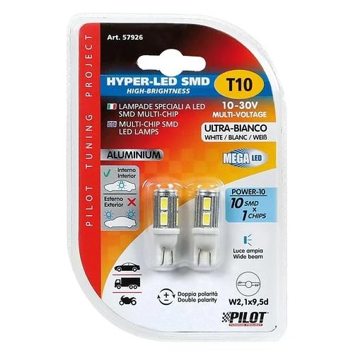 Mega-Led Hi-Power 10 Coppia Lampade 10-30V (T10)