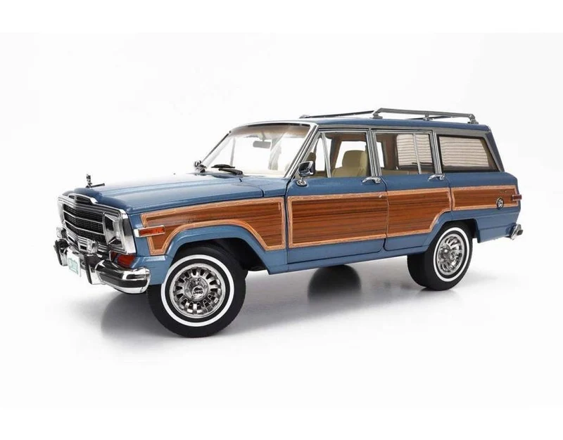 Jeep Grand Wagoner 1989 Light Blue Metallic - Wood 1:18