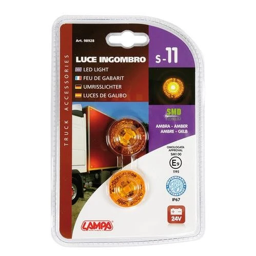 Coppia di 1 luci a Led 24V - Ambra S-11