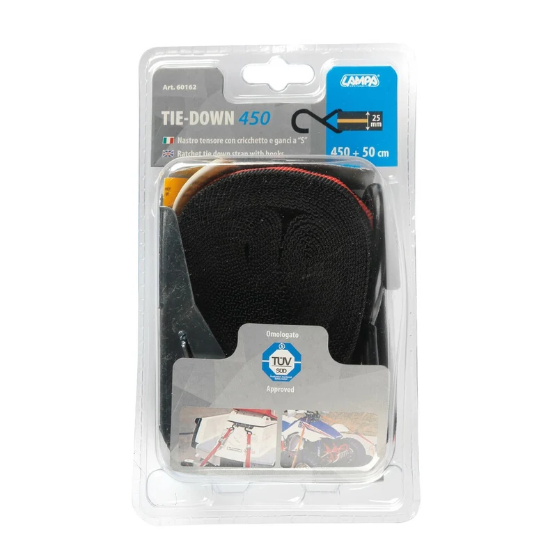 Cinghia lega bagagli con cricchetto 4,50 m + 0.50 m con ganci "S"