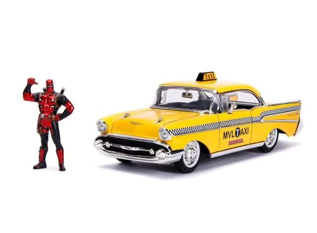 Chevrolet Chevy Bel Air Taxi 1957 "Deadpool" con personaggio 1:24