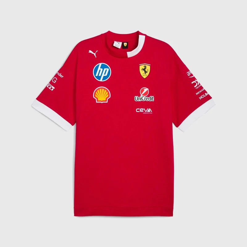 Ferrari F1 2025 T-Shirt Uomo Oversize Replica Pilota Puma Dark Cherry