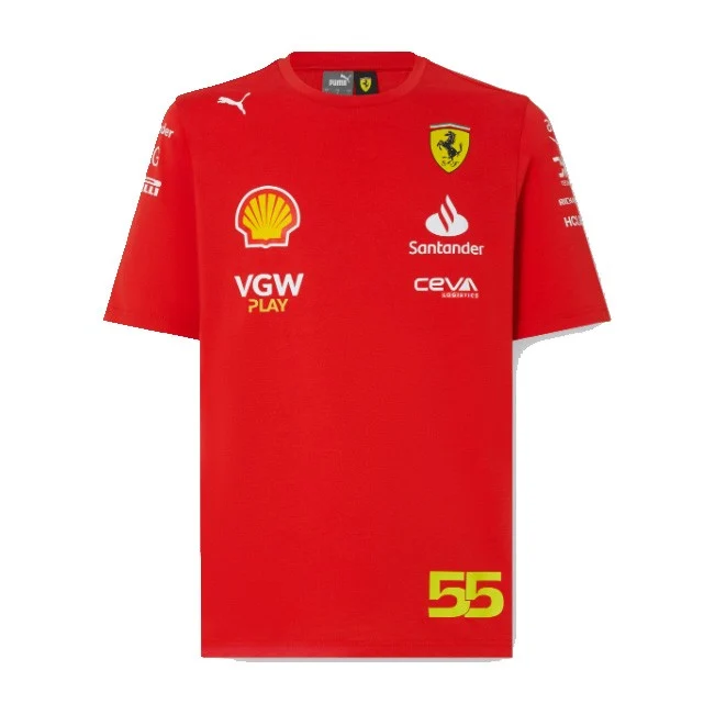 Ferrari F1 2024 T-Shirt Uomo 55 Carlos Sainz Replica Team Puma