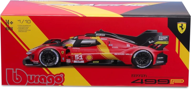 Ferrari 499P 3.0L Turbo V6 Team Ferrari AF Corse 51 Winner 24h Le Mans 2023 James Calado - Antonio Giovinazzi - Alessandro Pier Guidi 1:18