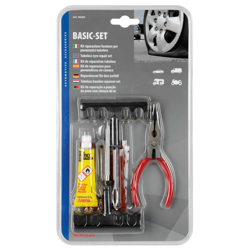 Basic-set kit riparazione forature pneumatici tubeless