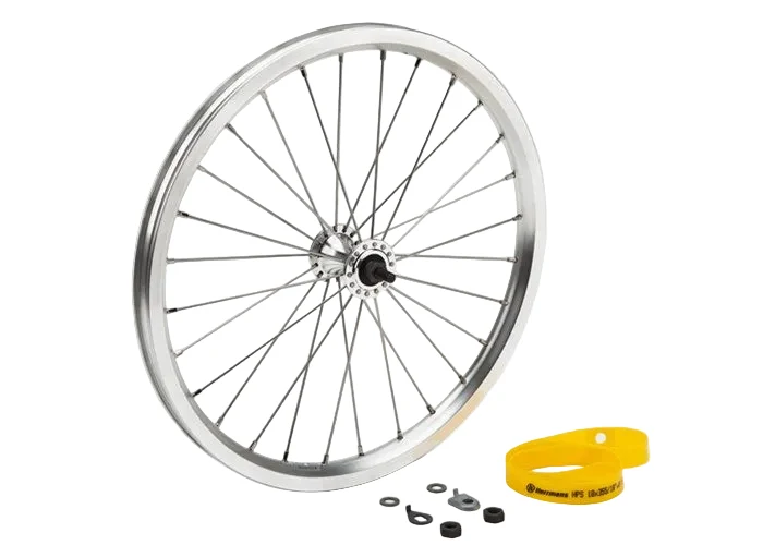 BROMPTON front wheel + Fittings Silver