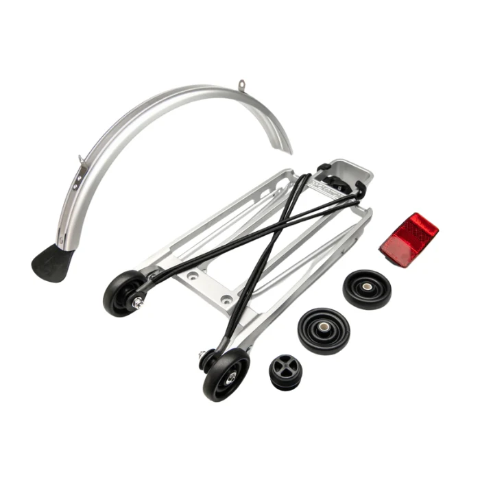 BROMPTON RACK SET COMPLETE INCL 4 ROLLERS + MUDGUARD - 6MM HOLES SILVER