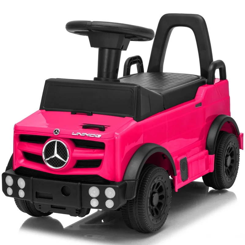 Track Seven Ride-On Push Car for Toddlers, Licensed Mercedes-Benz Unimog Sliding Car w/Steering Wheel, Under Seat Storage, Foot-to-Floor Ride On Toy for Boys & Girls Aged 1-3 Years, Red