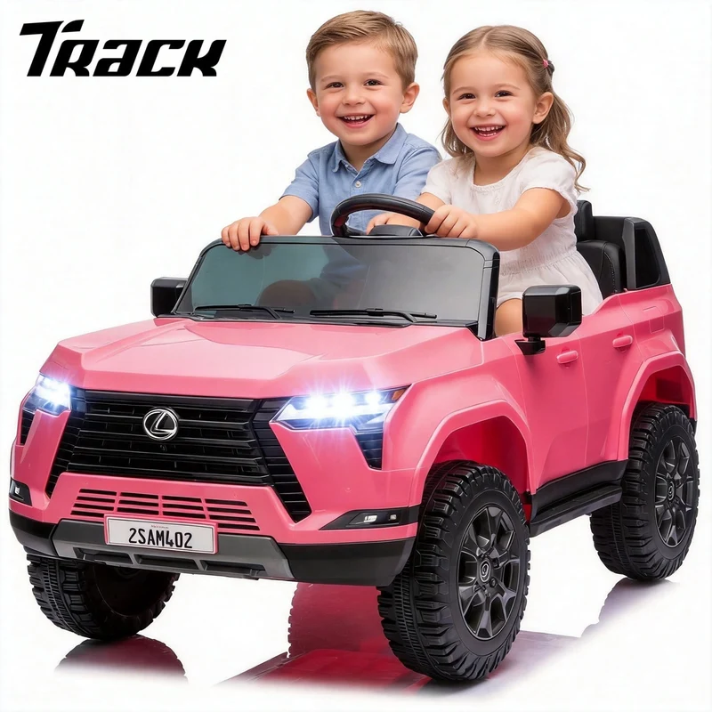 Track Seven 24V Ride on Car, Licensed Lexus GX550 2-Seater Electric Car with Remote Control, Bluetooth, LED Lights, Four-Wheel Suspension, 24V Electric Ride on Toy Car for Kids Aged 3+