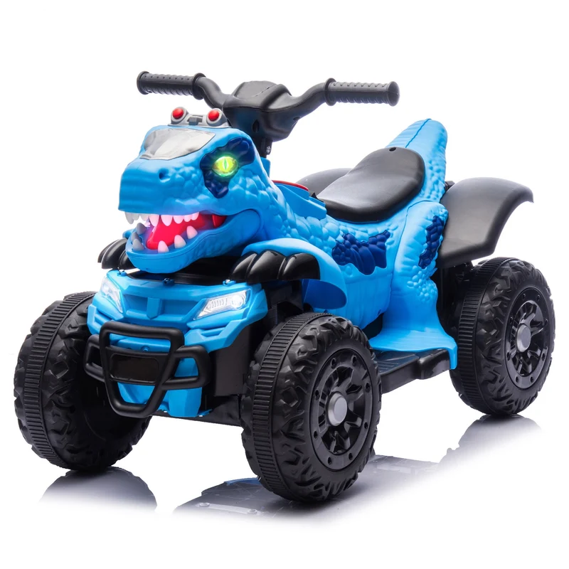 Track Seven 12V Ride-On ATV, Dinosaur Shape Electric Car, 2WD, Music, Bluetooth, Power Display, Indoor& Outdoor Ride-On Toy Car for Boys Girls Age 2+