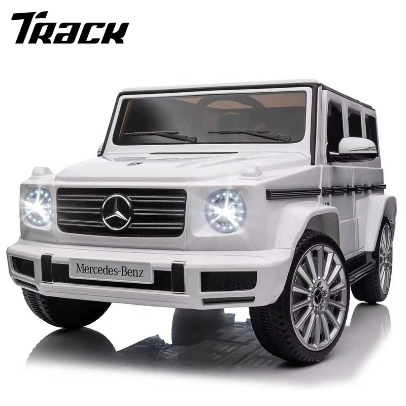 Track Seven 24V Ride on Car, Licensed Mercedes-Benz G500 Electric Car with Remote Control, Bluetooth, LED Lights, Max Speed 5.7 mph, 24V Ride on Truck for Boys Girls Age 3+, White