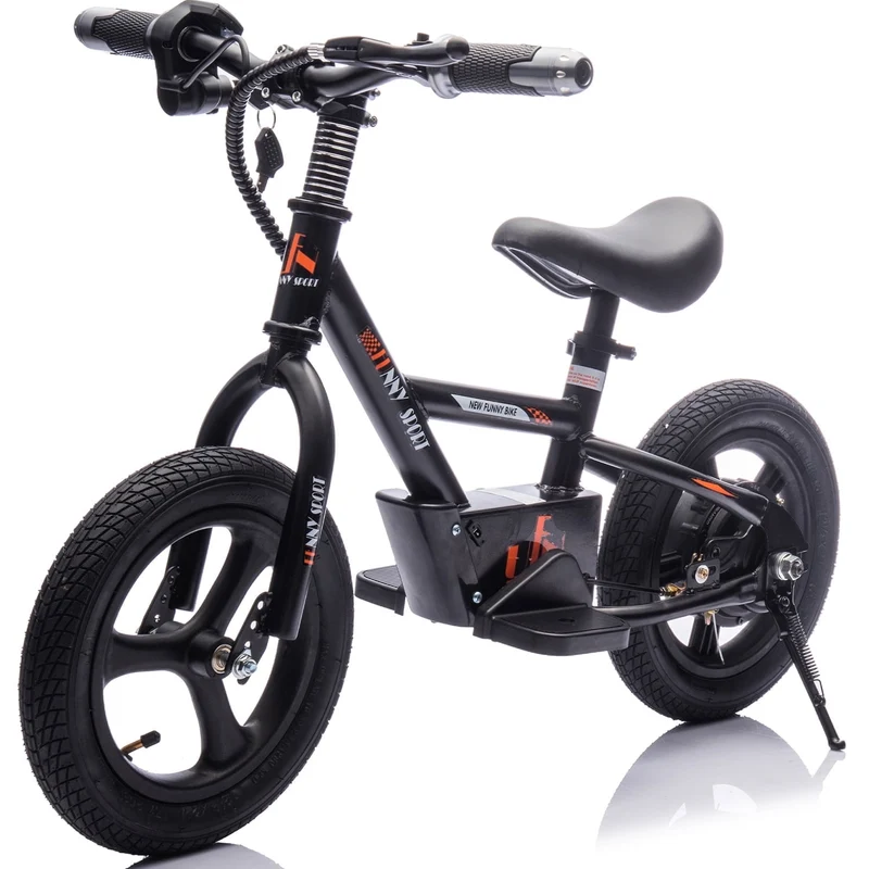 Track Seven 24V Electric Dirt Bike for Kids, 150W Electric Motorcycle Up to 10 MPH, Hand-Operated Brakes Electric Balance Bike for Ages 3+, Power Display, Height Adjustable, Key Start, Black
