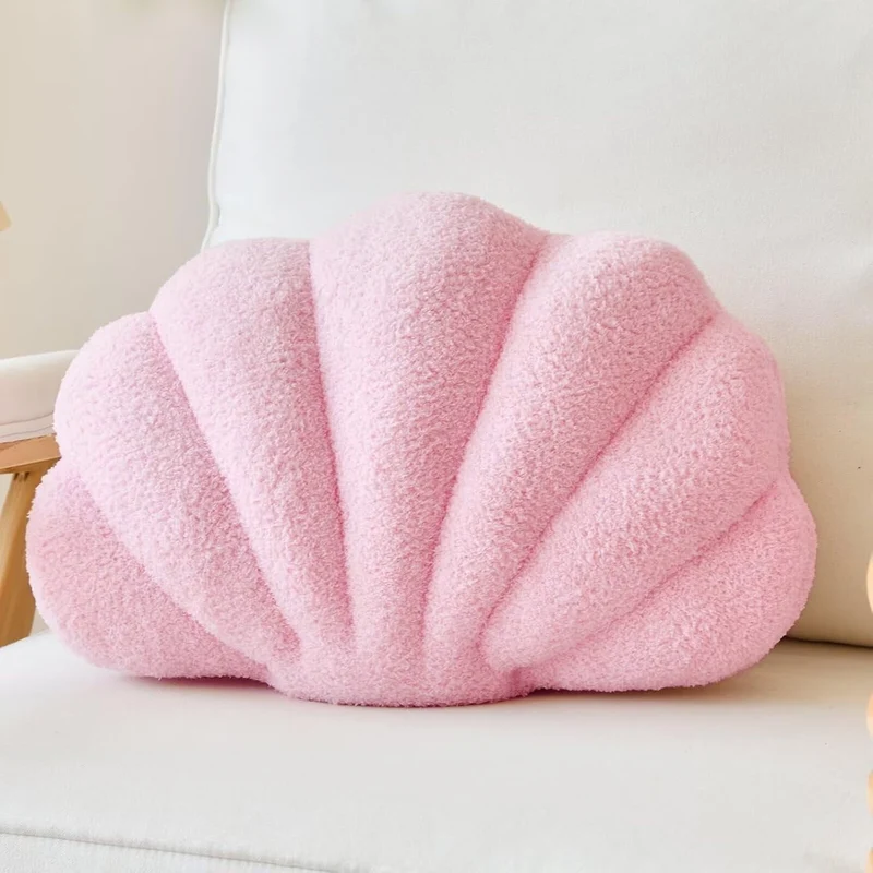 COOKCOK Shell Pillow, Seashell Throw Pillows, 14" x 11" Soft Decorative Pillow Plush Cushion for Bed Couch Living Sofa Room Decor Accent Throw Pillow, Pink