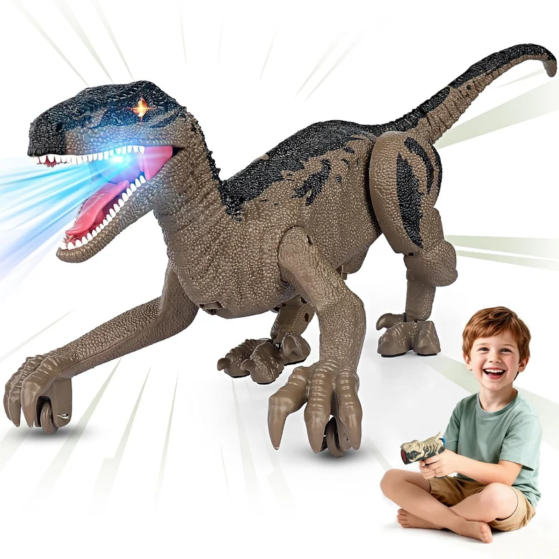 Track Seven Dinosaur Toys for Kids 3-5, 5-7, 8-12, 2.4GHz Remote Control Dinosaur with Walking, Realistic Sounds, Demo Mode, Rechargeable Jurassic Toys for Birthdays, Parties, Children’s Day, Green