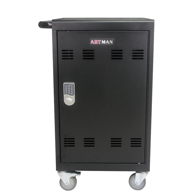 COOKCOK Mobile Charging Cart and Cabinet for Tablets Laptops 30-Device With Combination Lock, Black