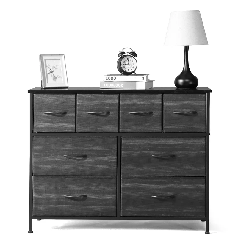 COOKCOK 8 Drawer Dresser - Fabric Storage Tower, Organizer Unit for Bedroom, Living Room, Hallway, Closets - Sturdy Steel Frame, Wooden Top & Easy Pull Fabric Bins