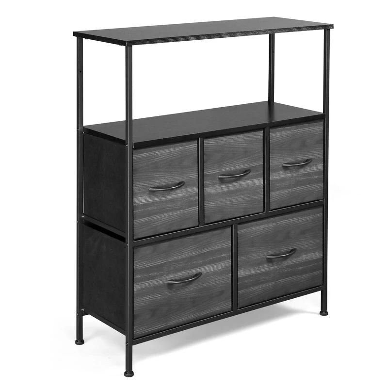 COOKCOK Dresser for Bedroom with 5 Drawers, Dresser TV Stand Storage with 5 Organizer Closet Chest Small Clothes Fabric Cabinet Kids Furniture Binis, Nightstand for Bedroom, Living Room, Nursery