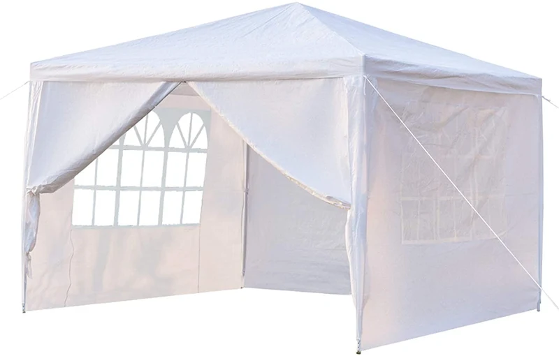 COOKCOK 10 x 10 ft Outdoor Wedding Party Gazebo Tent, Waterproof Tent with Spiral Tubes, Patio Parties Tent Sunshade Shelter Canopy with Removable Sidewalls & Brighter Windows (4 Sidewalls)