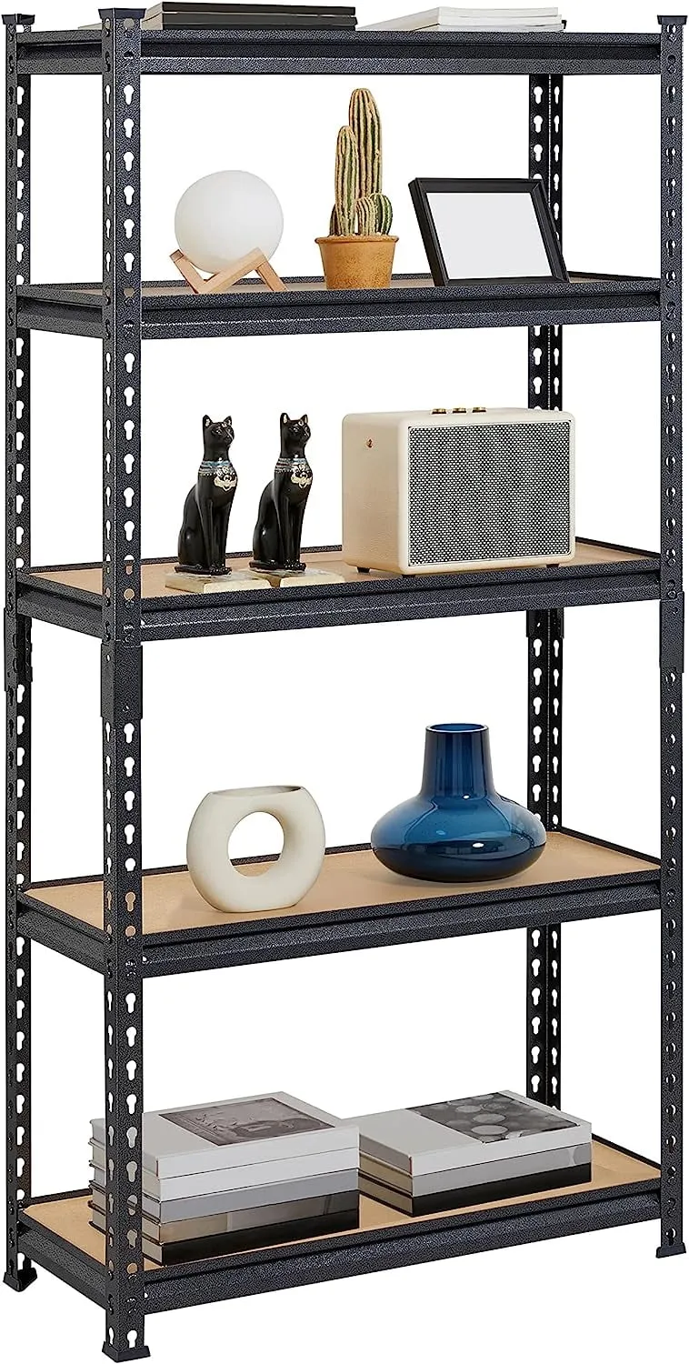 COOKCOK 5-Tier Storage Shelving Unit, 35.43"x 17.7"x 70.8" Metal Shelf, Height Adjustable, Heavy Duty Garage Shelves Metal Organizer Utility Rack, 1250lbs Capacity, Black
