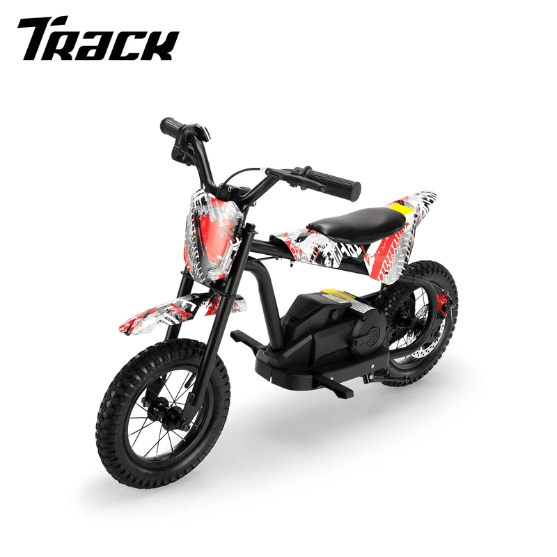 Track 7 24V Electric Dirt Bike, Kids Ride-On Motorcycle with LED Lights, Adjustable Speed, Rear Disc Brake, Power Display, Max Speed 13 mph, 24V Ride On Car Toy for Boys Girls Age 6+,Red