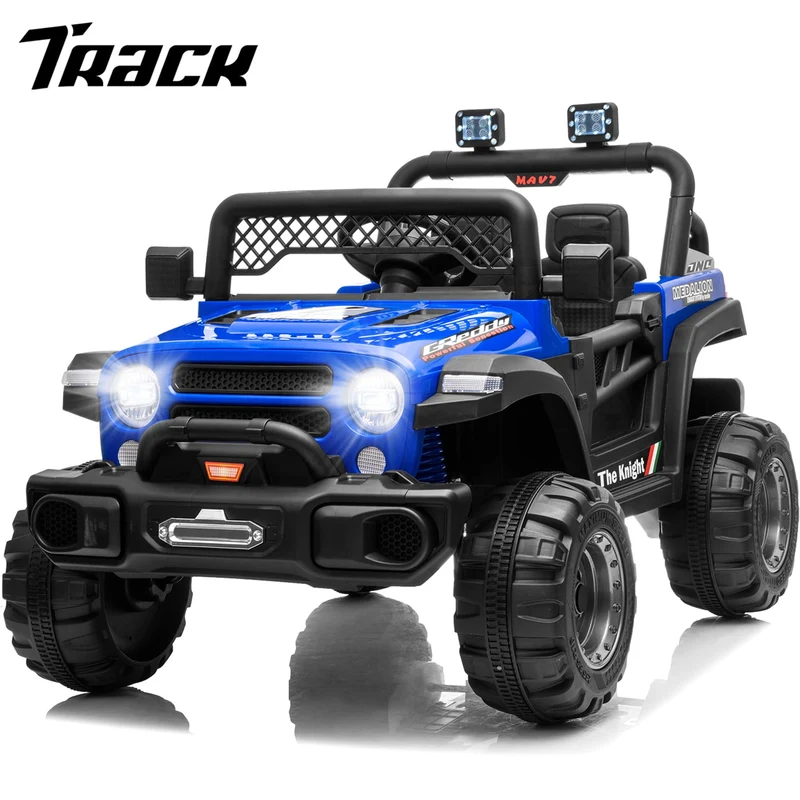 Track 7 12V 2-Seats 2WD off-road vehicle for kid 3+, 2 speed adjustable, with Parent Remote Control, Music, Blue