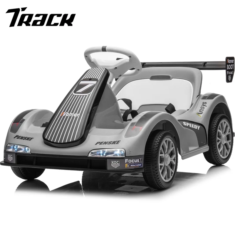 Track 7 12V Electric Go Kart for Kids, 4 Wheeler Pedal Car for Boys Girls, Dual Drive Ride on Car Toys for Toddlers Kids 3-6 w/Parent Remote Control, 3-Point Safety Belt, Red
