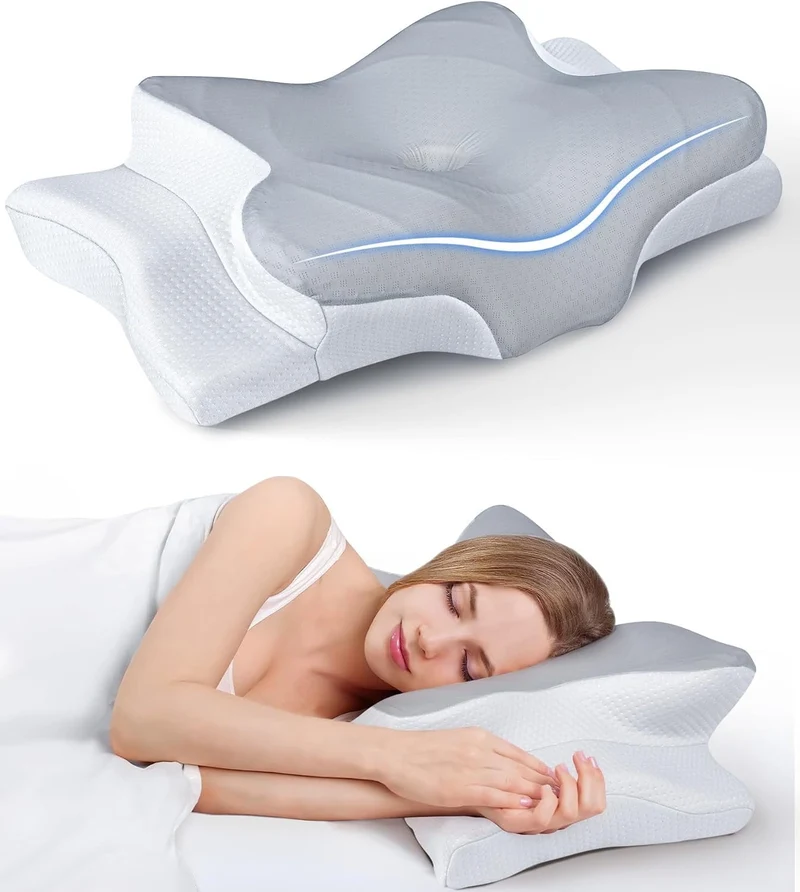 COOKCOK Pain Relief Cooling Pillow for Neck Support, Adjustable Cervical Pillow Cozy Sleeping, Odorless Ergonomic Contour Memory Foam Pillows, Orthopedic Bed Pillow for Side Back Stomach Sleeper