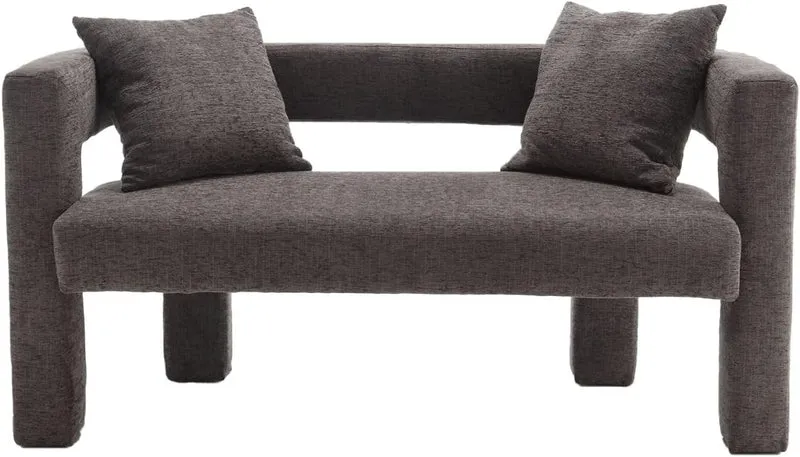 BISHE Modern Chenille Loveseat Sofa, Plush 2-Seater Couch for Small Spaces, Upholstered Accent Sofa Bed with Soft Fabric, Compact Apartment Sofa for Living Room & Bedroom, Grey