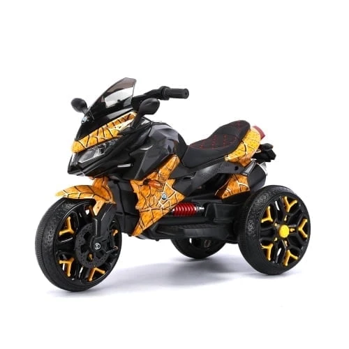 Track 7 12V Kids Motorcycle Ride On Toys, 4Mph Battery Powered Motorbike for Kids with Training Wheels, LED Lights, Lighting Wheels, Music, Gift for 3-6 Years Boys Girls, Yellow