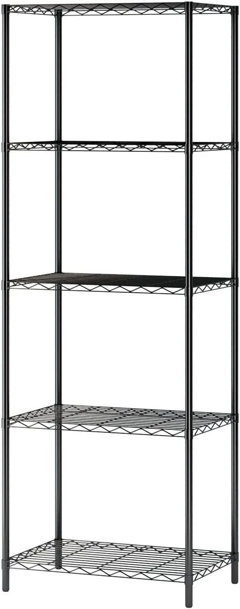 COOKCOK 5-Tier Wire Shelving Unit, 21.2"x 11.42"x 59.1" Storage Shelf, Metal Shelf, Wire Rack Shelving for Home Kitchen Bathroom Garage Pantry Organization, 550lbs Capacity, Black