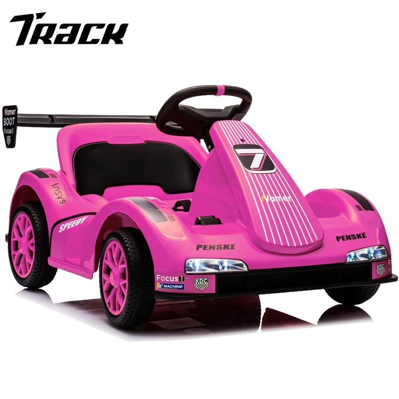 Track 7 12V Electric Go Kart for Kids, 4 Wheeler Pedal Car for Boys Girls, Dual Drive Ride on Car Toys for Toddlers Kids 3-6 w/Parent Remote Control, 3-Point Safety Belt, Pink