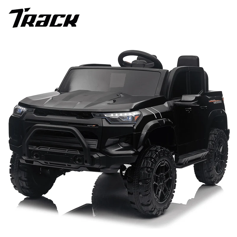 Track 7 24V 2-Seats Electric Pickup car for kid 3+, 2.4G Parents Remote Control, 3 speed adjustable, 2-Point Safety Belt, Black