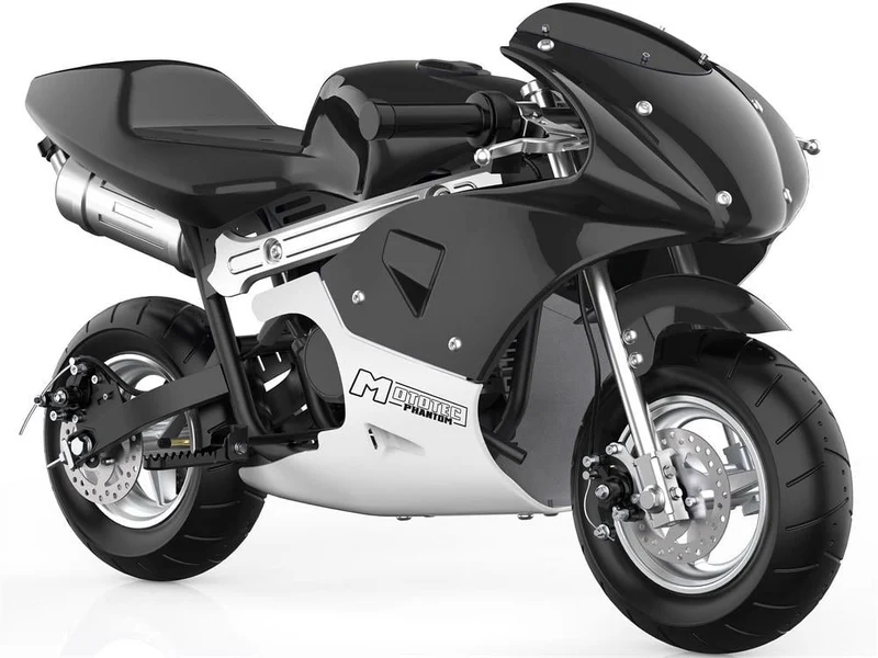 Track 7 49CC 2-Stroke Mini Dirt Bike for Kids, Mini Gas Pocket Bike with Dual Brake, Racing Dirt Motorcycle Max Speed 20 Mph, Max Weight 170lbs, 1.25L Tank, Black