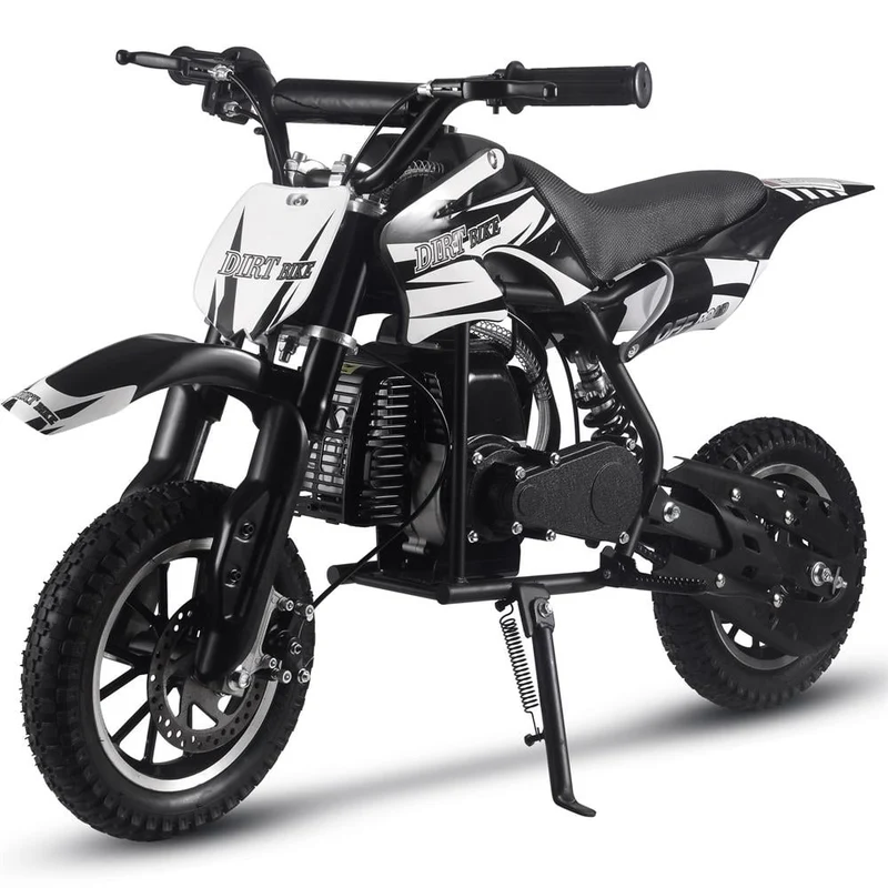 Track 7 50CC 2-Stroke Kid Dirt Bike, Off Road Gas Motorcycle, Trail Bike Up to 25Mph, EPA Approved Kids Gas Dirt Bike W/Rear Suspension, Pull Start, Front & Rear Disc Brake, Black