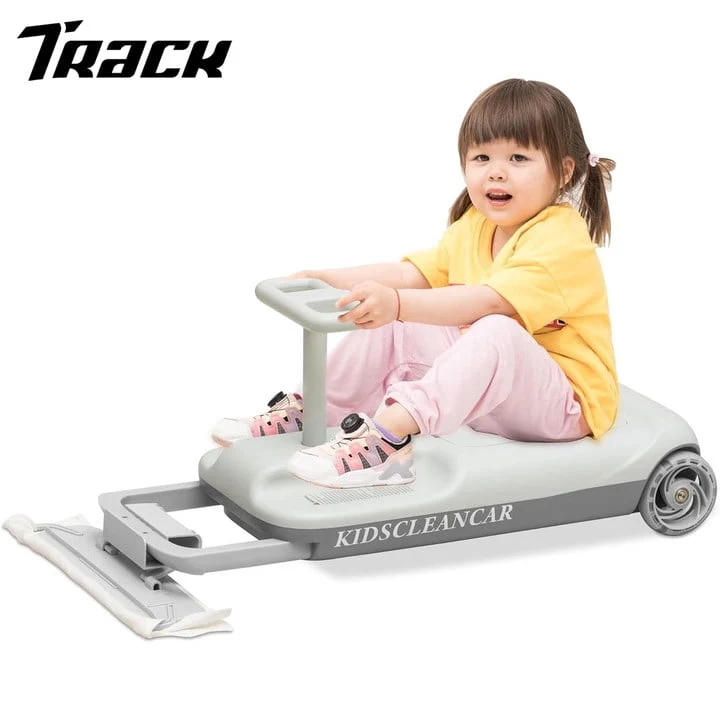 Track 7 12V Electric Go Kart, Ride On Race Car with LED Flashing Lights, Variable Speed 0-6 mph, Portable Go Kart with Mopping Kit, 6L Storage Space, Low Noise, Electric Car for Kids Age 2+, Green