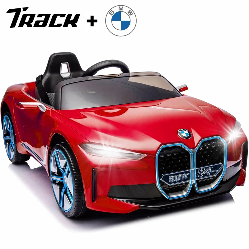 Track 7 Kids Ride on Car, 12V Licensed BMW i4 12V Electric Car with Remote Control, MP3, Age 3+, Red