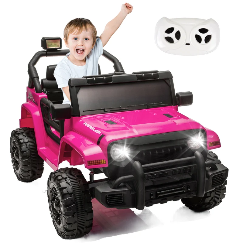 SUSIELADY 12V Kids Ride on Car, Ride on Truck, Dual drive, Four-Wheel Suspension, Slow Start, with Remote Control, Music, Bluetooth, for Kids Aged 3+