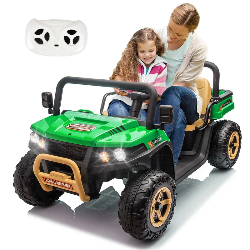 SUSIELADY 24V 2-Seater Kids Ride on Car, XXXL UTV, with Remote Control, Automatic Tipping Bucket, Slow Start, Portable Handle, Bluetooth, for Kids Aged 3+