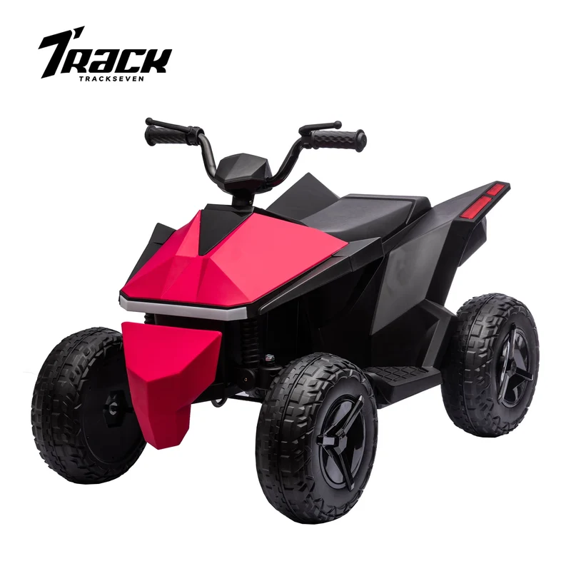 Track 7 12V Kids Ride on ATV, Touch Screen Integrated, Music, Nursery Rhymes, Music, 4 Wheeler Quad, Age 3+, Pink