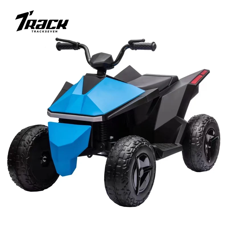 Track 7 12V Kids Ride on ATV, Touch Screen Integrated, Music, Nursery Rhymes, Music, 4 Wheeler Quad, Age 3+, Blue