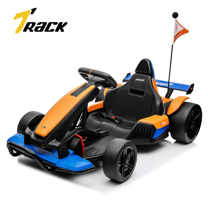 Track 7 Kids Electric Go Kart, 24V McLaren Electric Go Kart, LED Light & Racing Flag, for Age 6+