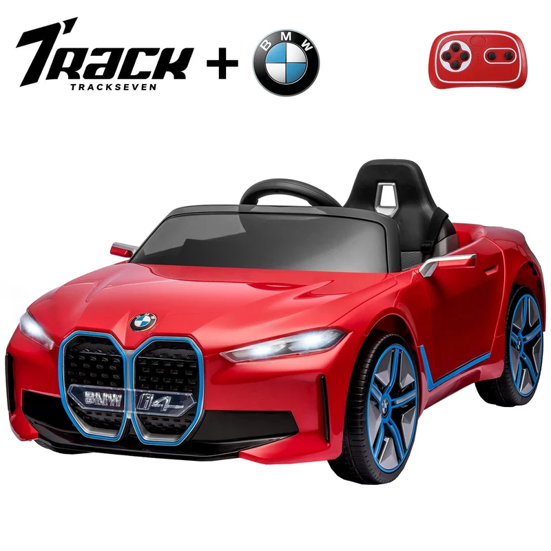 Track 7 Kids Ride on Car, 12V Licensed BMW i4 12V Electric Car with Remote Control, MP3, Age 3+, Red
