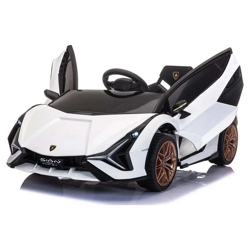 LISUEYNE Kids Ride on Car, 12V Lamborghini Sian Electric Car for Boys Girls, Remote Control, White